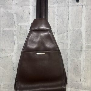 Nine West Dark Brown Leather Backpack Purse